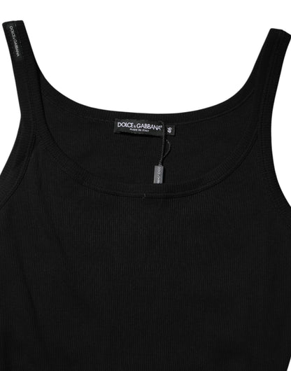 Black Cotton Sleeveless Women Tank Top