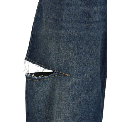 Blue Cotton High-Waisted Jean