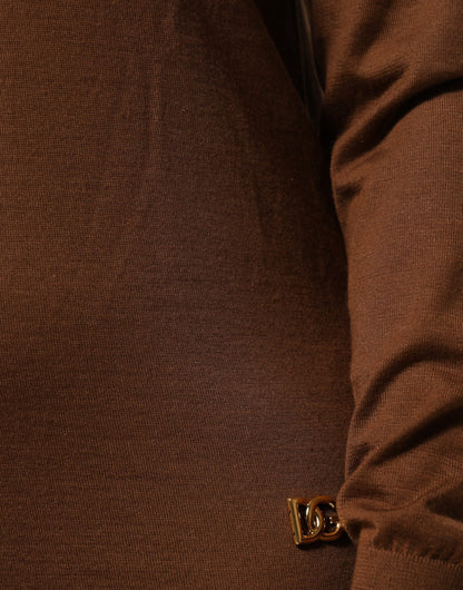 Brown Cashmere Turtle Neck Pullover Sweater