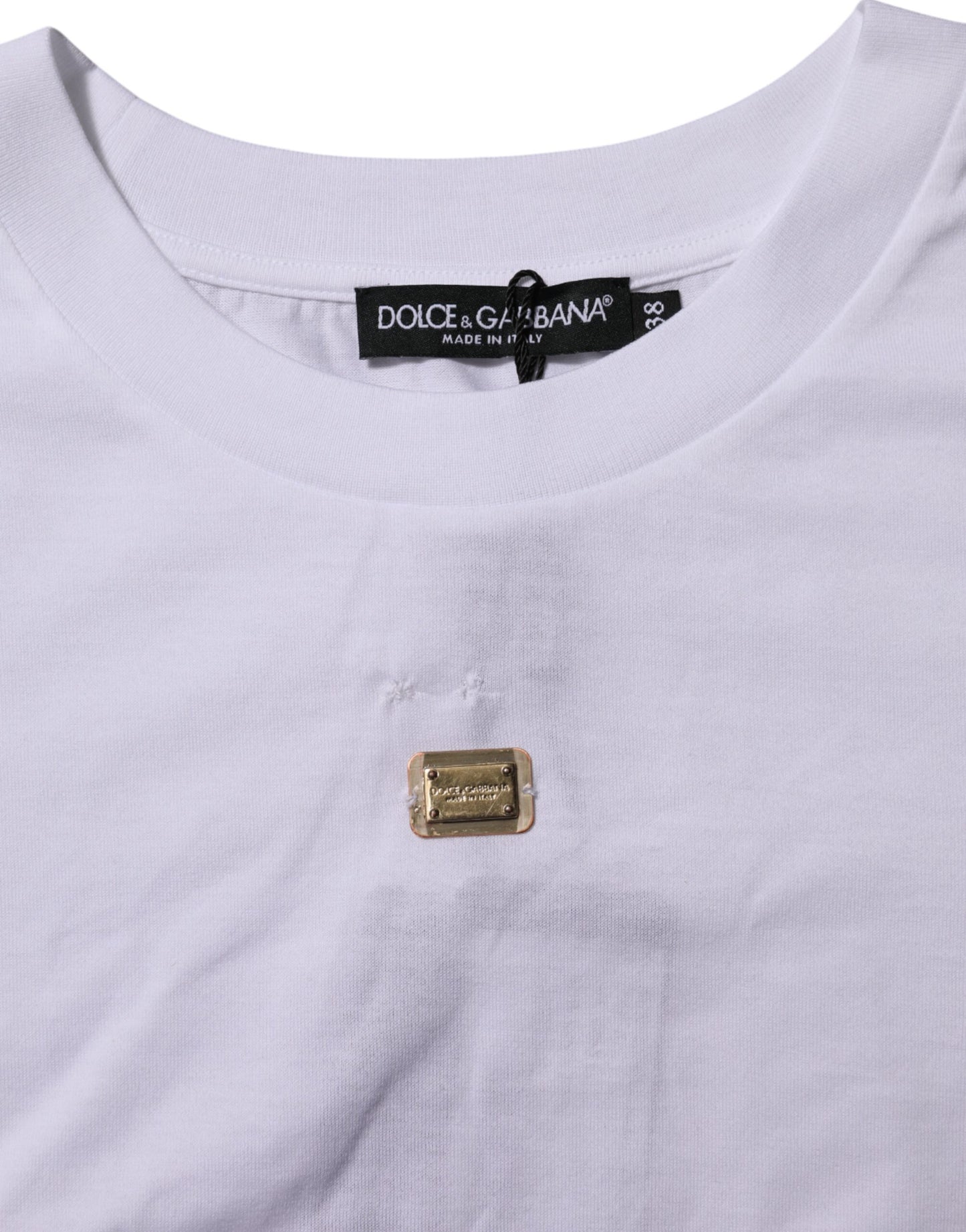 T-Shirt White Cotton Round Neck Short Sleeves I