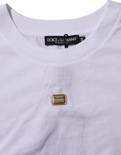 T-Shirt White Cotton Round Neck Short Sleeves I