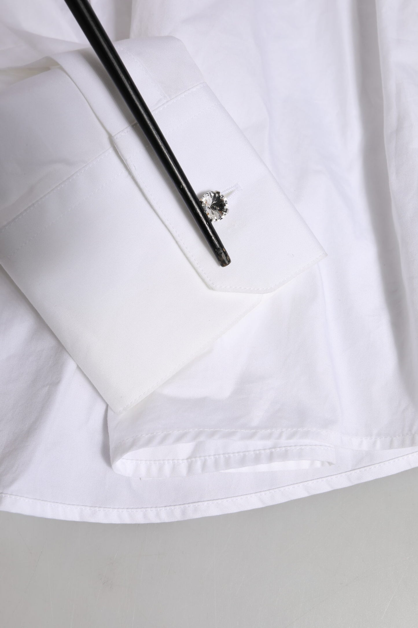 White Crystal Embellished Dress Shirt Top