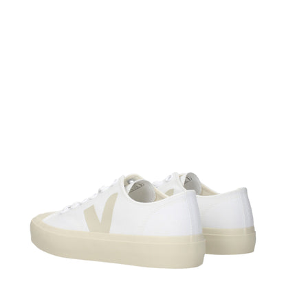 White Fabric Low Top Sneakers
