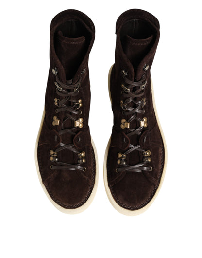 Brown Suede Lace Up Ankle Short Boots Shoes