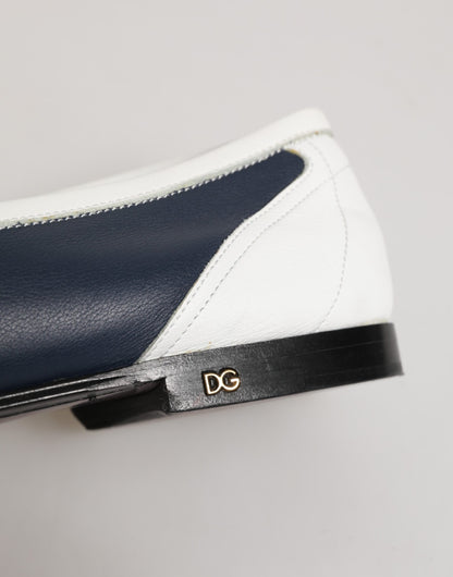 White Blue Leather Slip On Loafers Men Formal Shoes