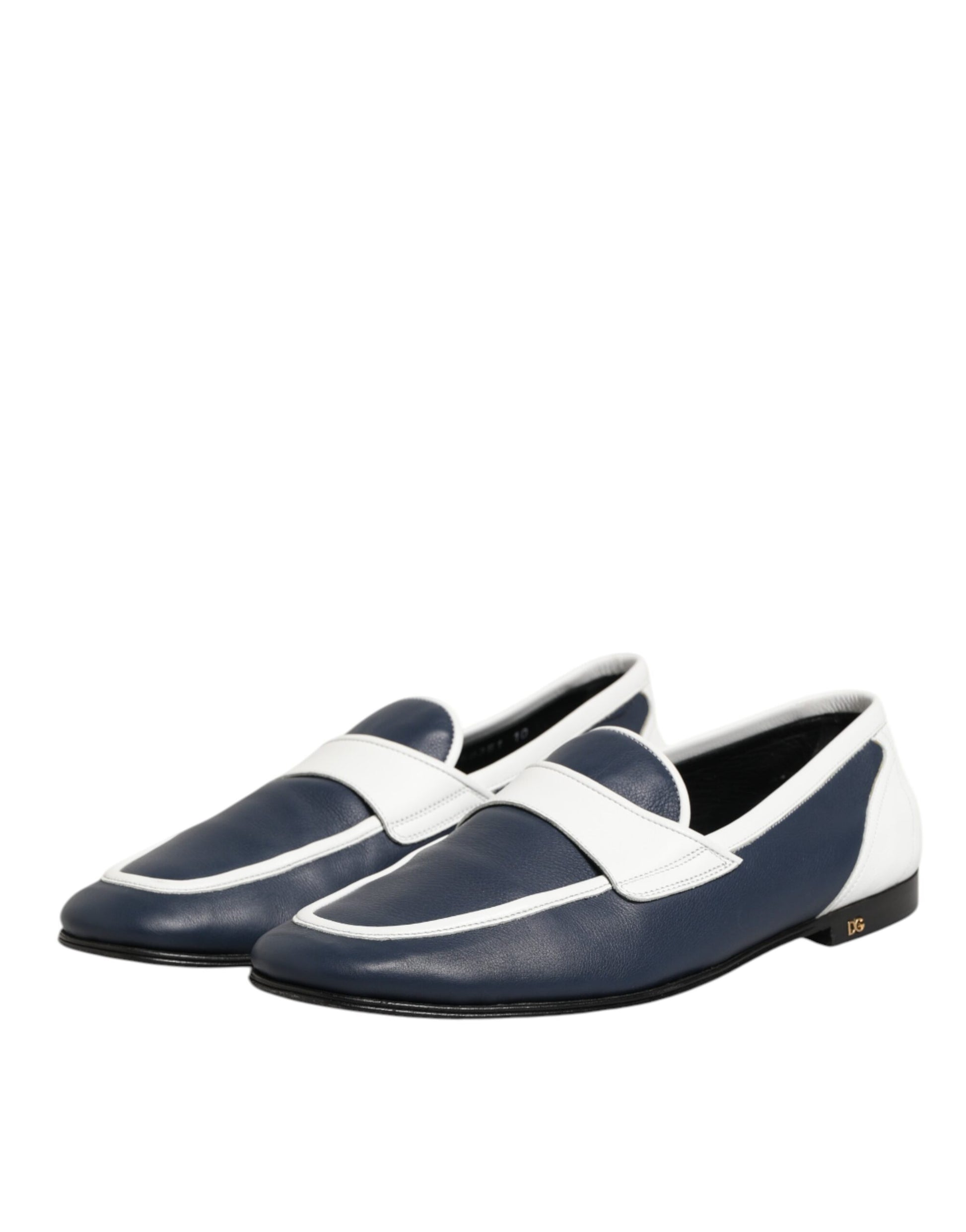 White Blue Leather Slip On Loafers Men Formal Shoes