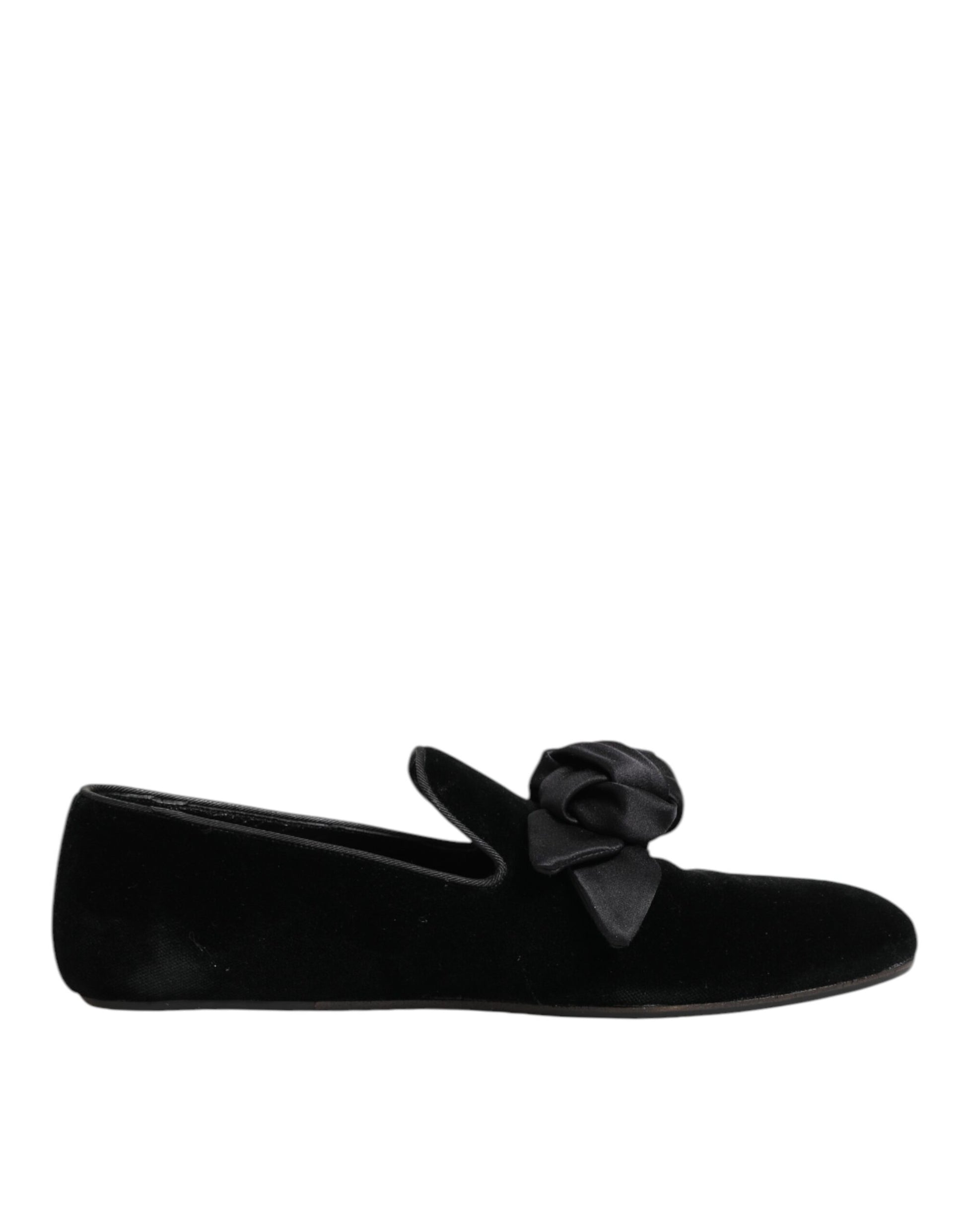 Black Suede Cotton Rose Slip On Loafers Shoes