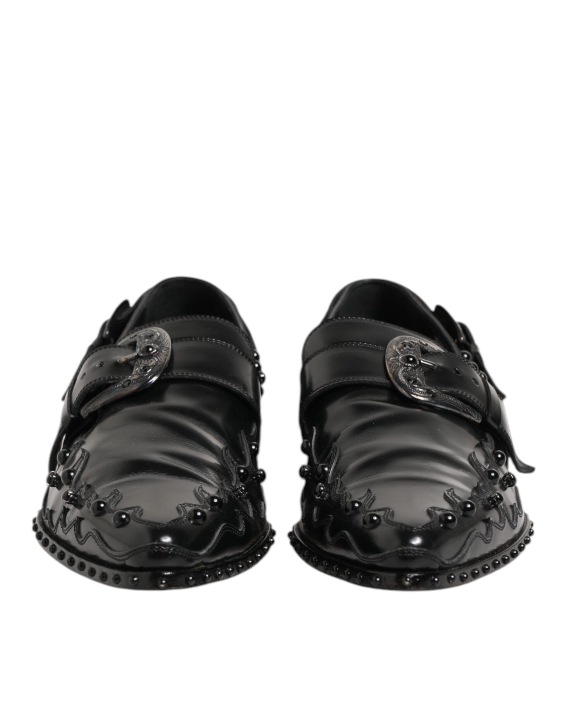 Black Embellished Dress Monk Strap Shoes
