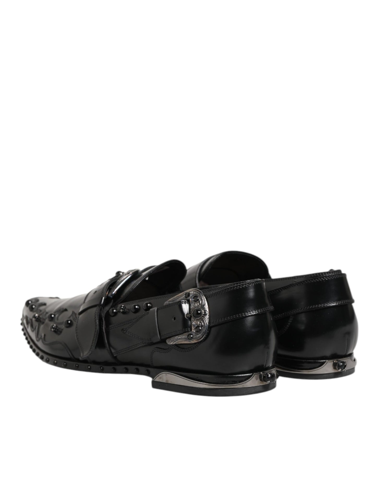 Black Embellished Dress Monk Strap Shoes