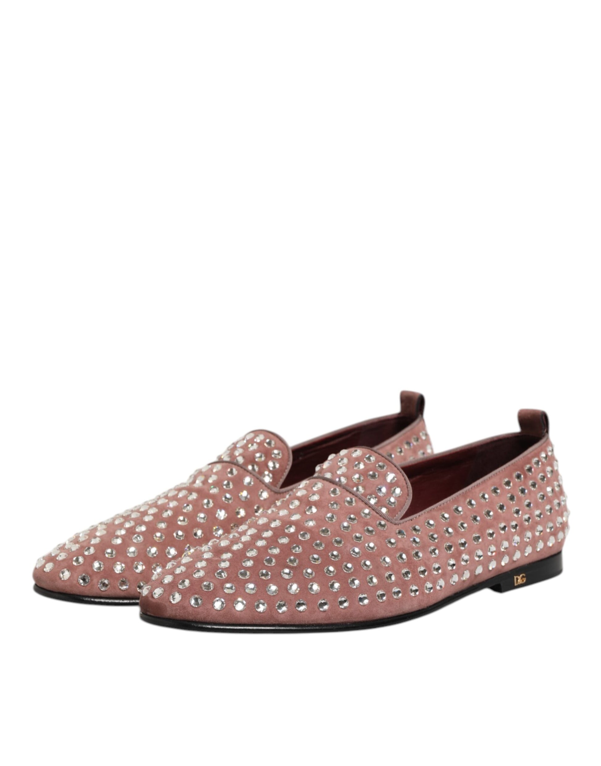 Pink Suede Crystals Loafers Men Dress Shoes