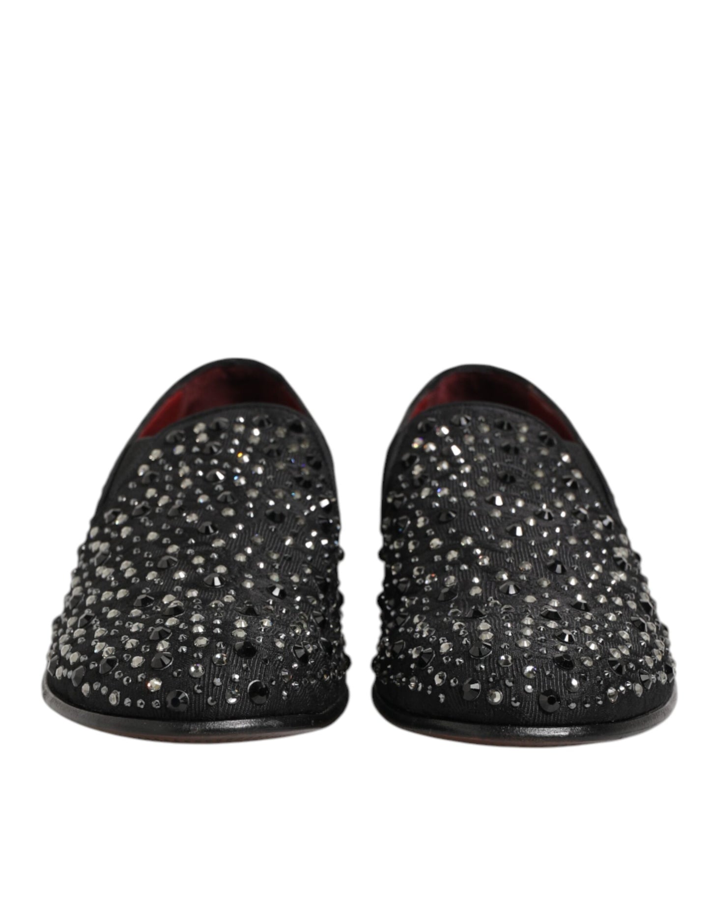 Black Suede Crystal Embellished Loafer Shoes