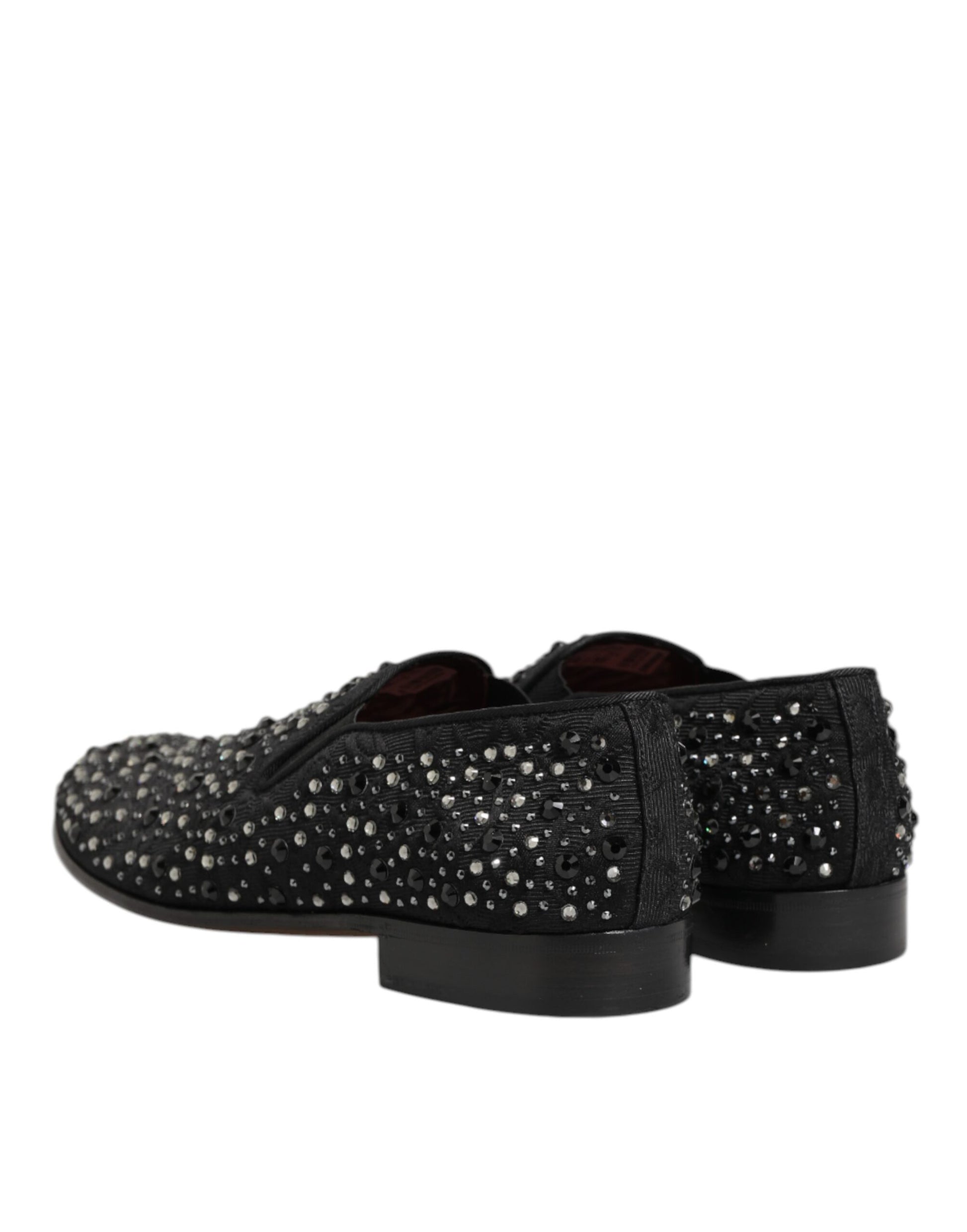 Black Suede Crystal Embellished Loafer Shoes
