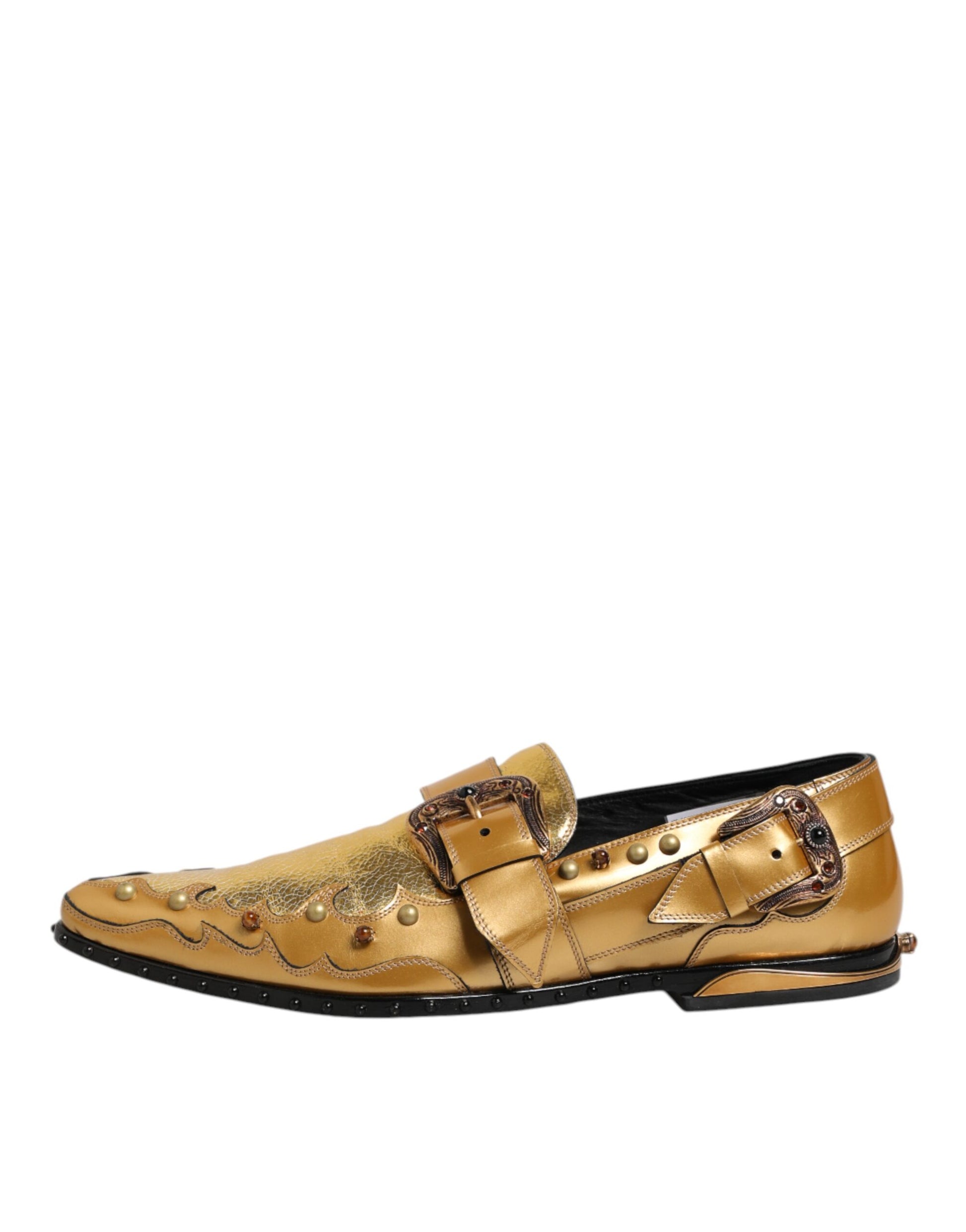 Gold Leather MONK STRAP Dress Formal Shoes