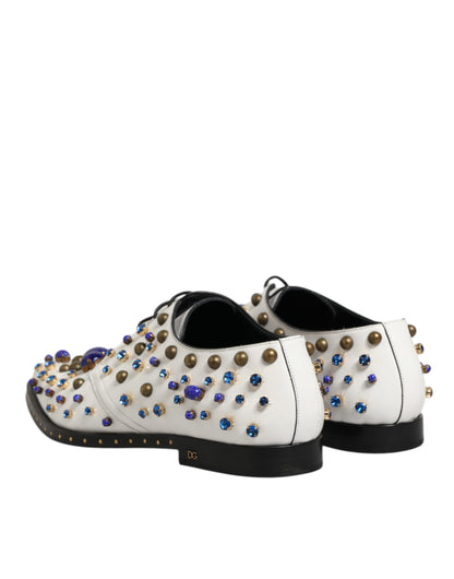 White Leather Crystals Embellished Dress  Shoes