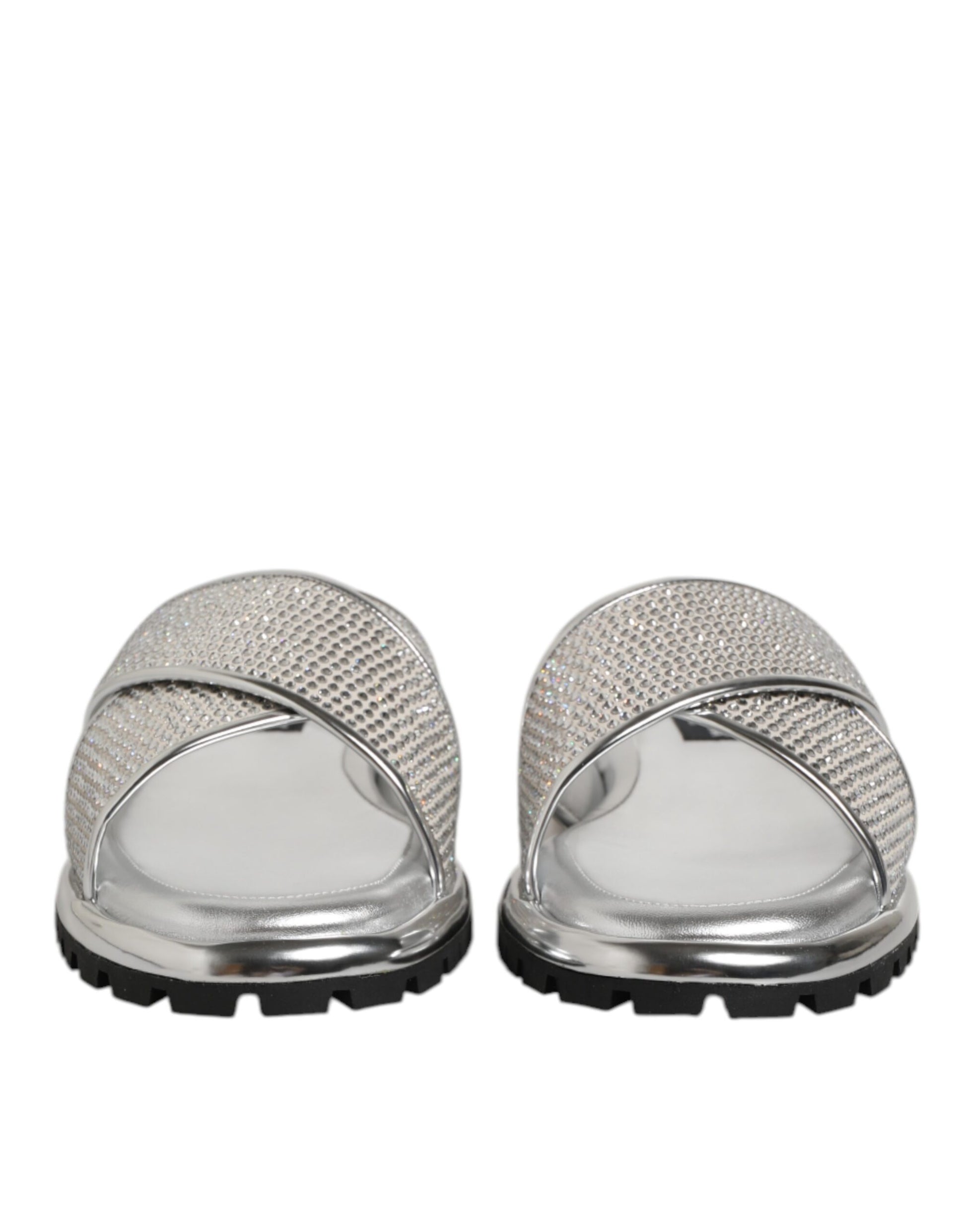 Silver Strass Slides Flats Slippers Shoes