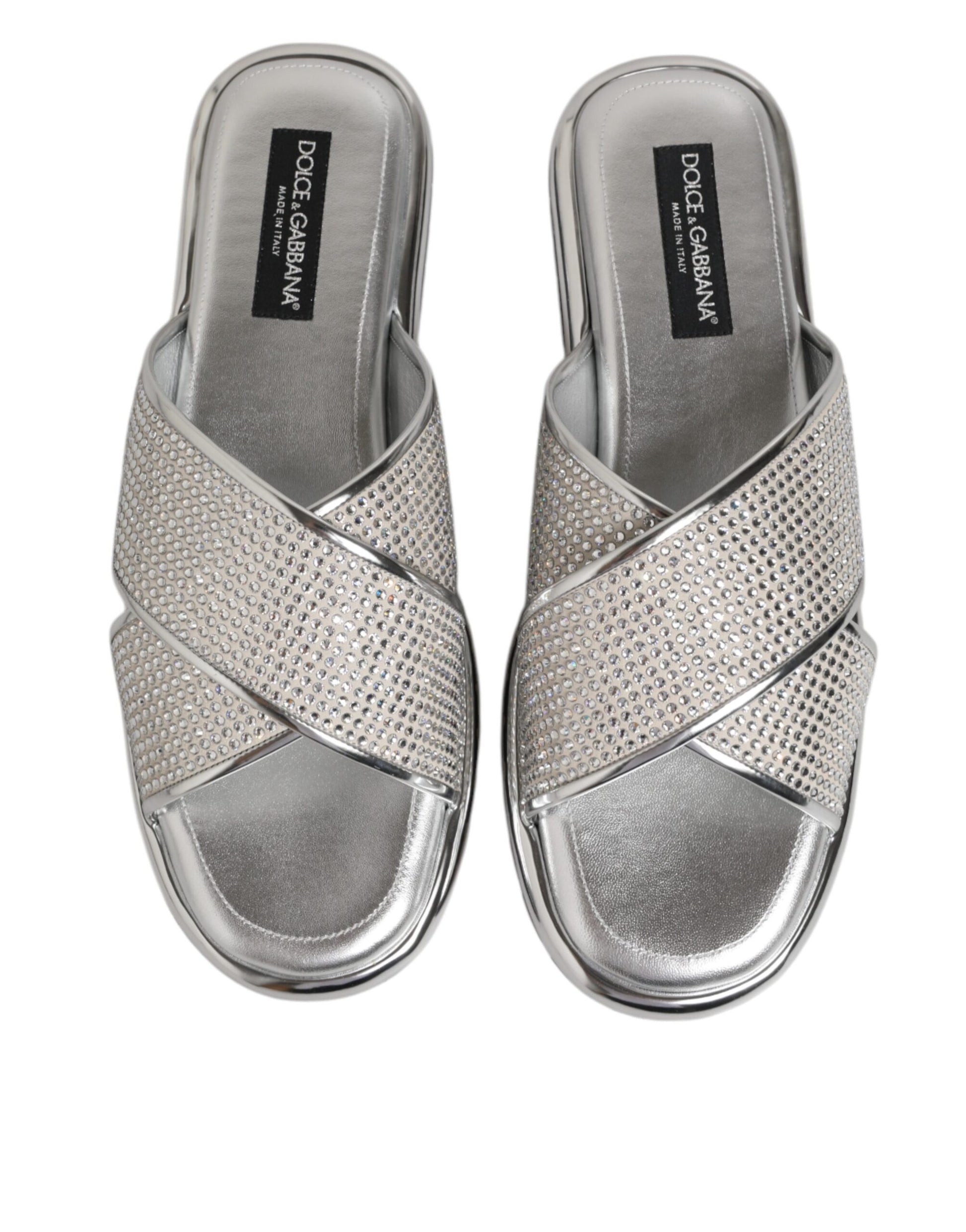 Silver Strass Slides Flats Slippers Shoes
