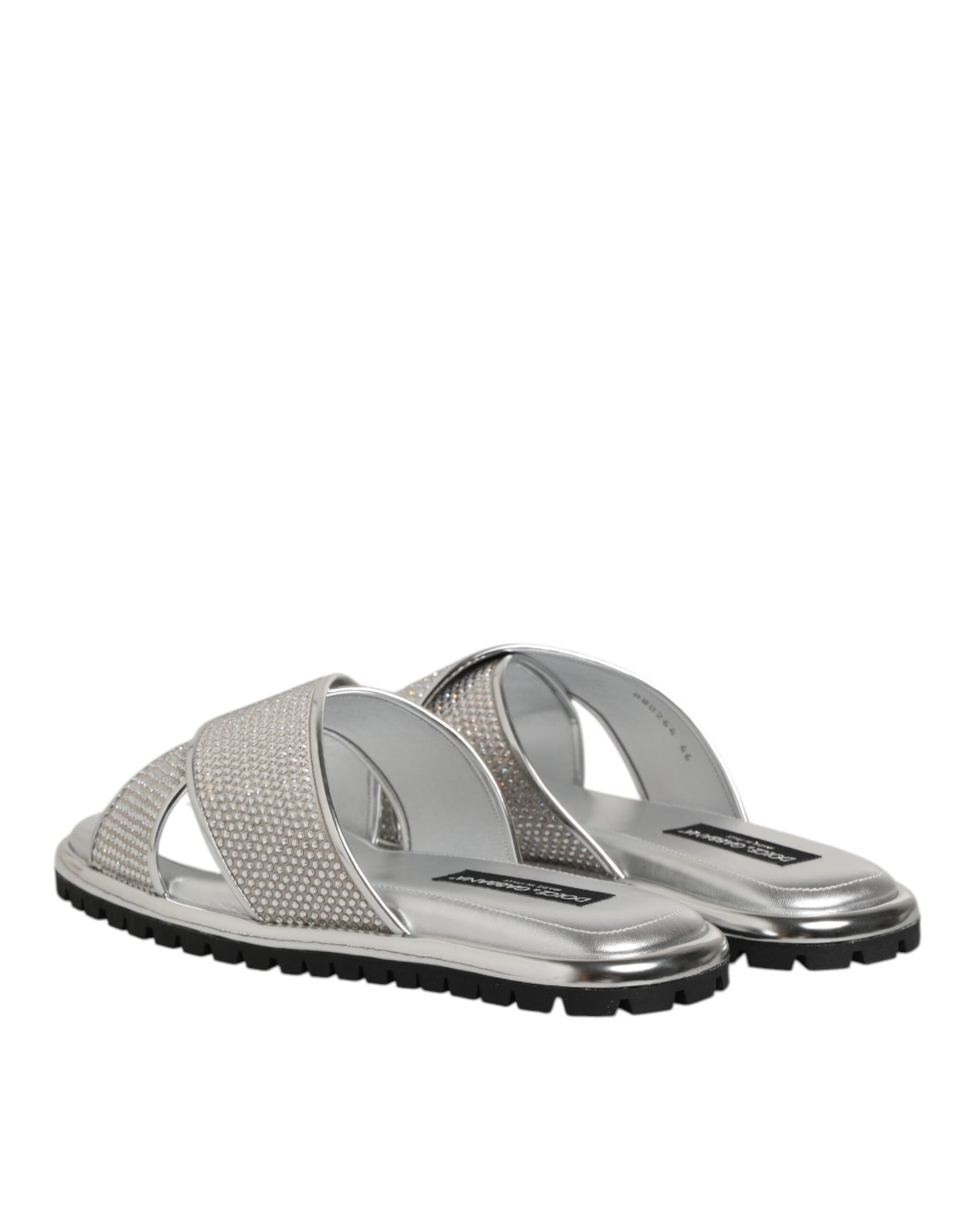 Silver Strass Slides Flats Slippers Shoes