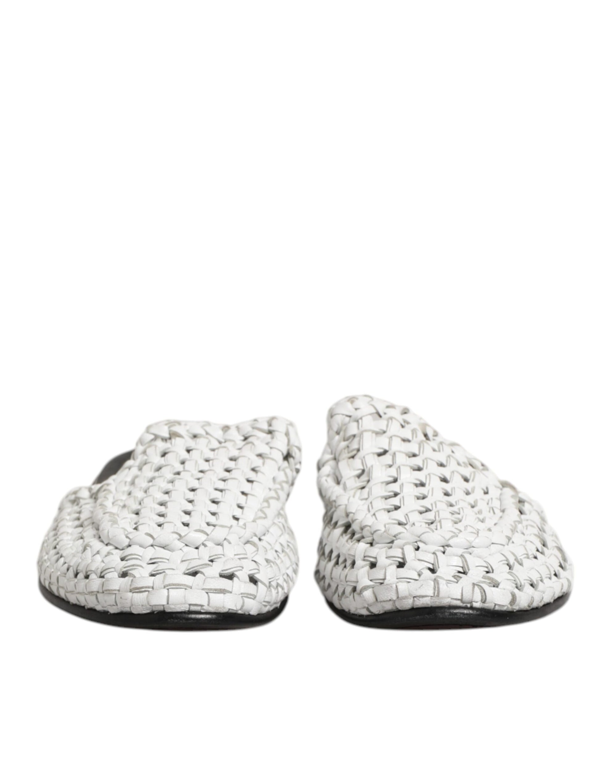 White Woven Slides MULES Men Sandals Shoes