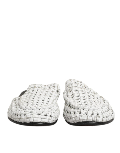 White Woven Slides MULES Men Sandals Shoes