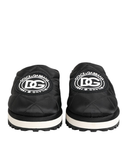 Black Nylon Low Top Slip On Sneaker Shoes