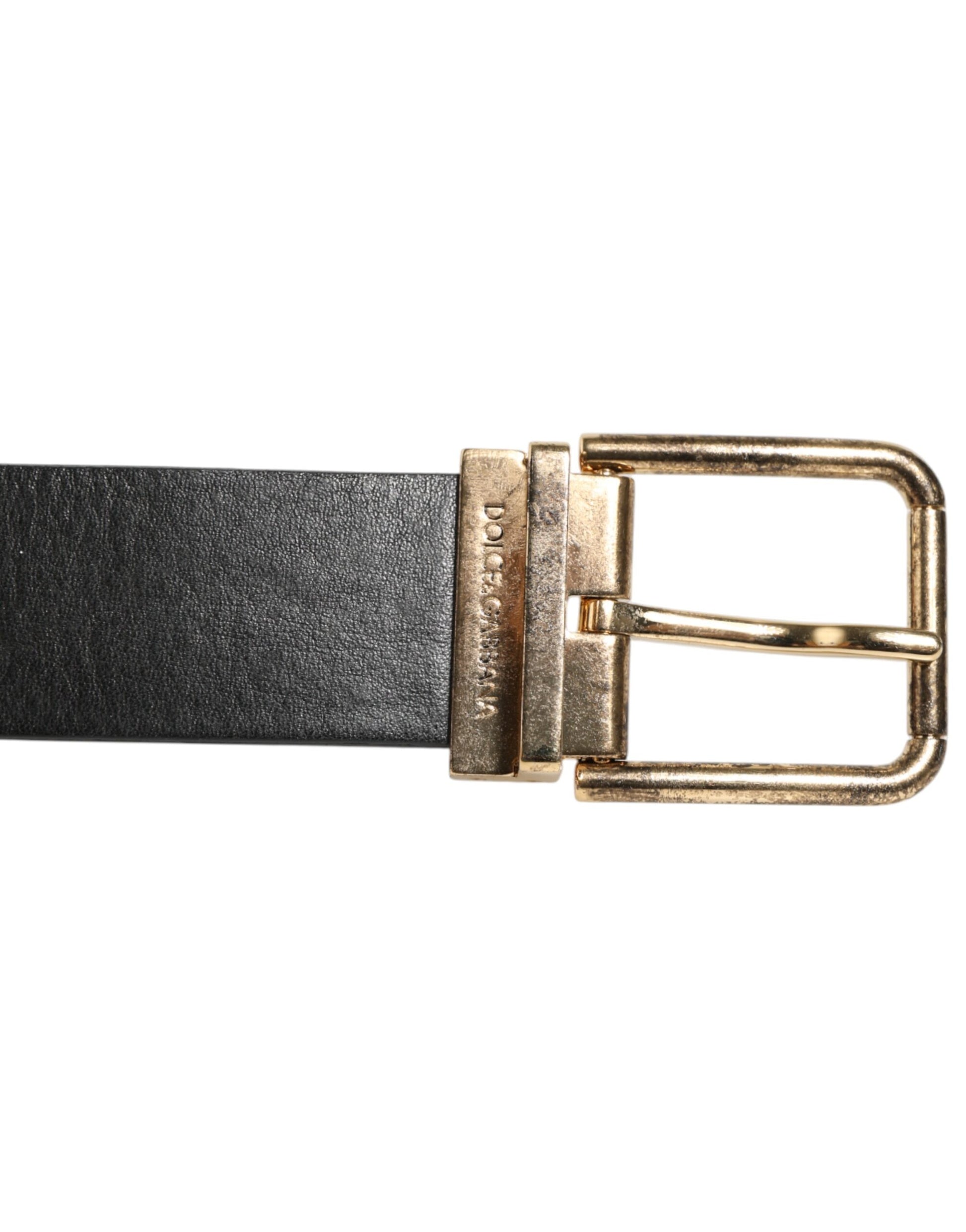 Black Leather Gold Silver Coin Buckle Belt