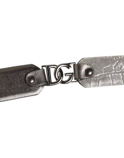 Black Silver Pebbled Texture Leather Buckle Men Belt