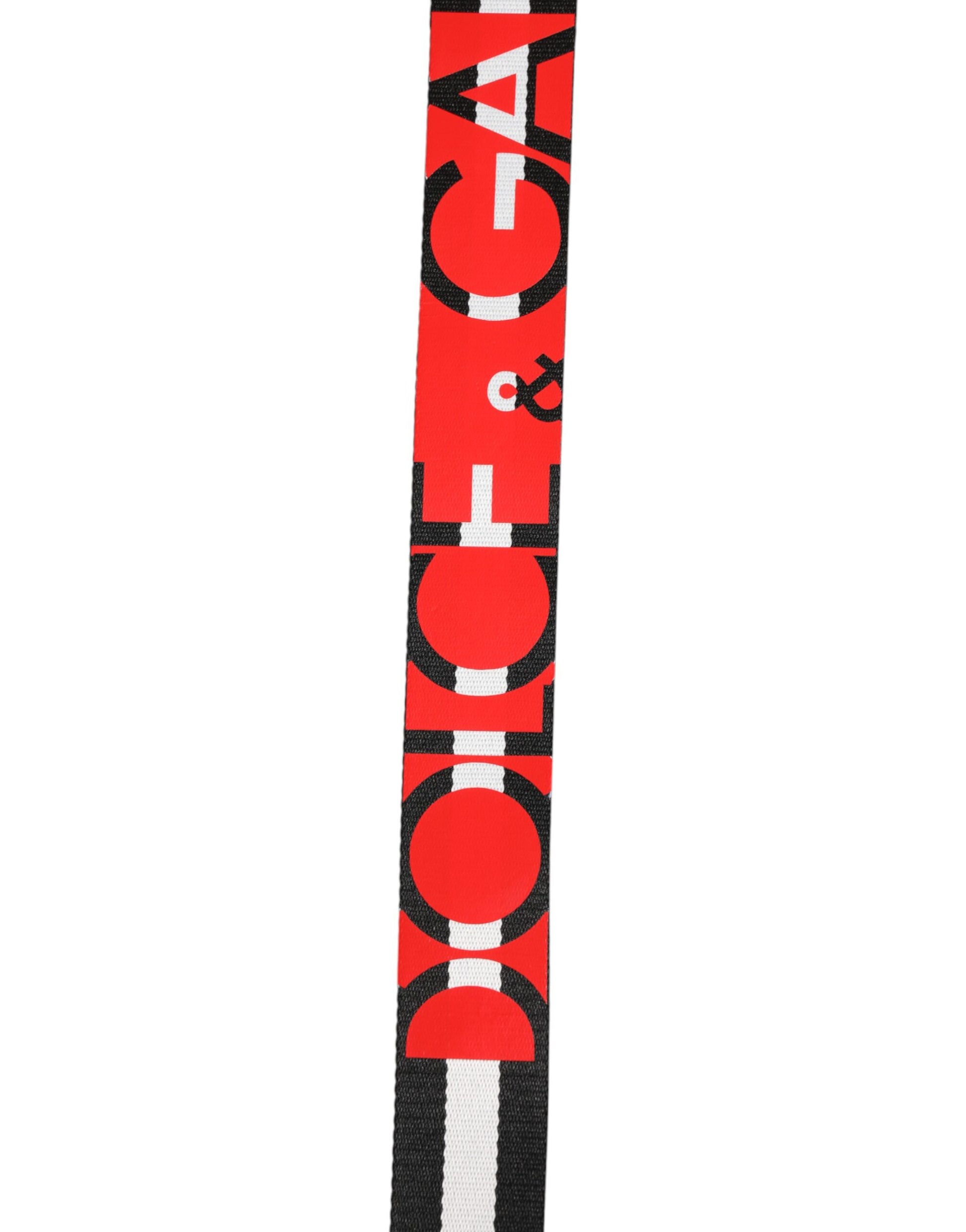 Black White Striped Logo Metal Buckle Belt