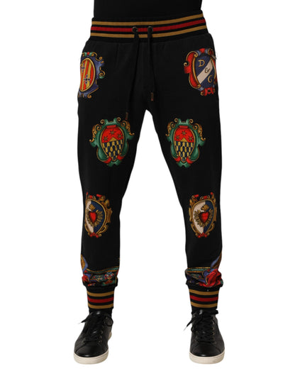 Black Baroque Crest Logo Men Trackpants Pants