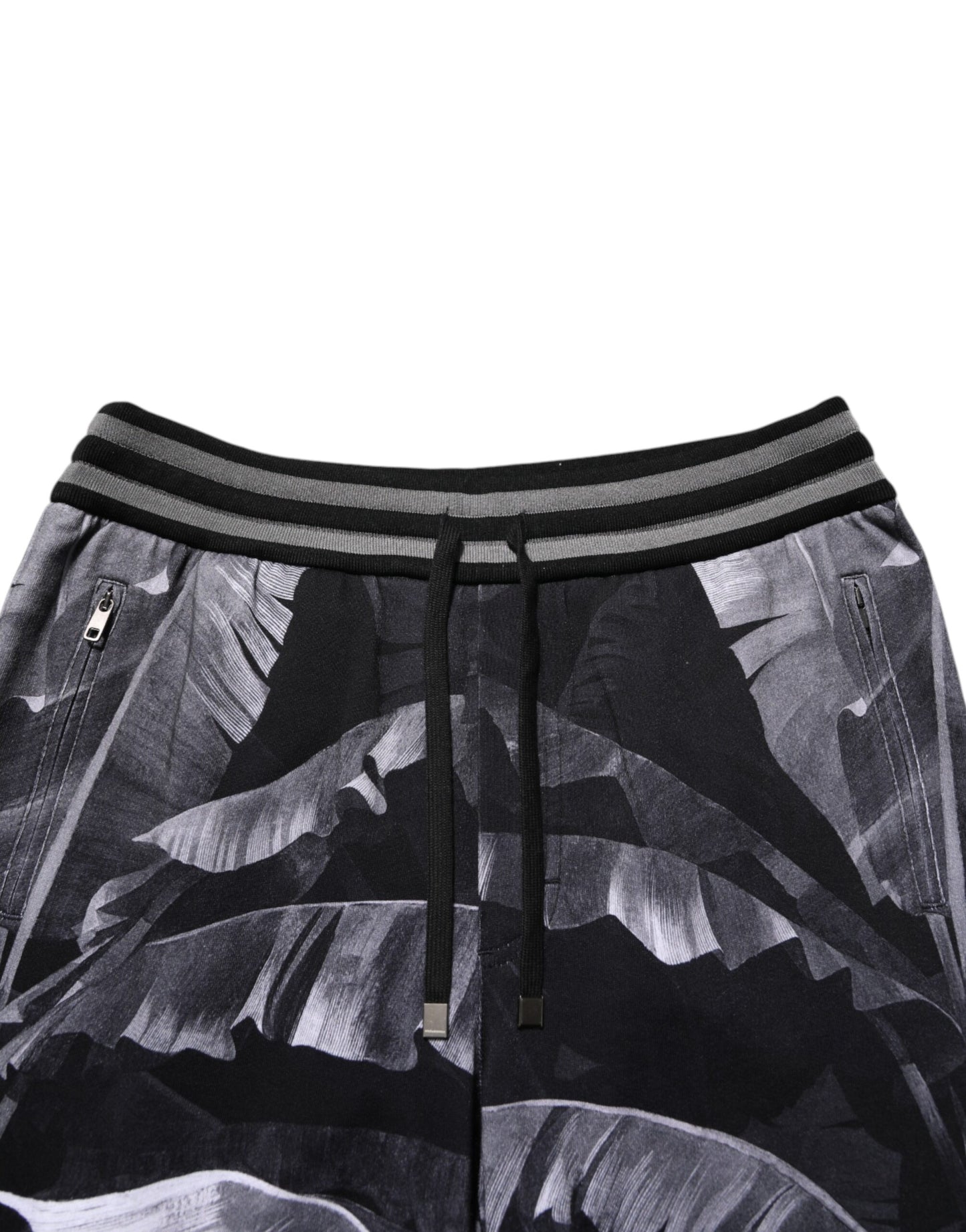 Black Banana Leaf Cotton Jogger Trouser Pants