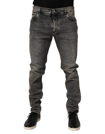 Gray Cotton Stretch Slim Fit Men Denim Jeans