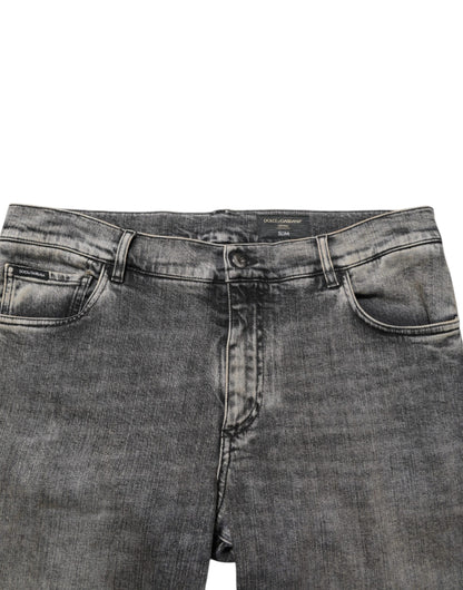 Gray Cotton Stretch Slim Fit Men Denim Jeans