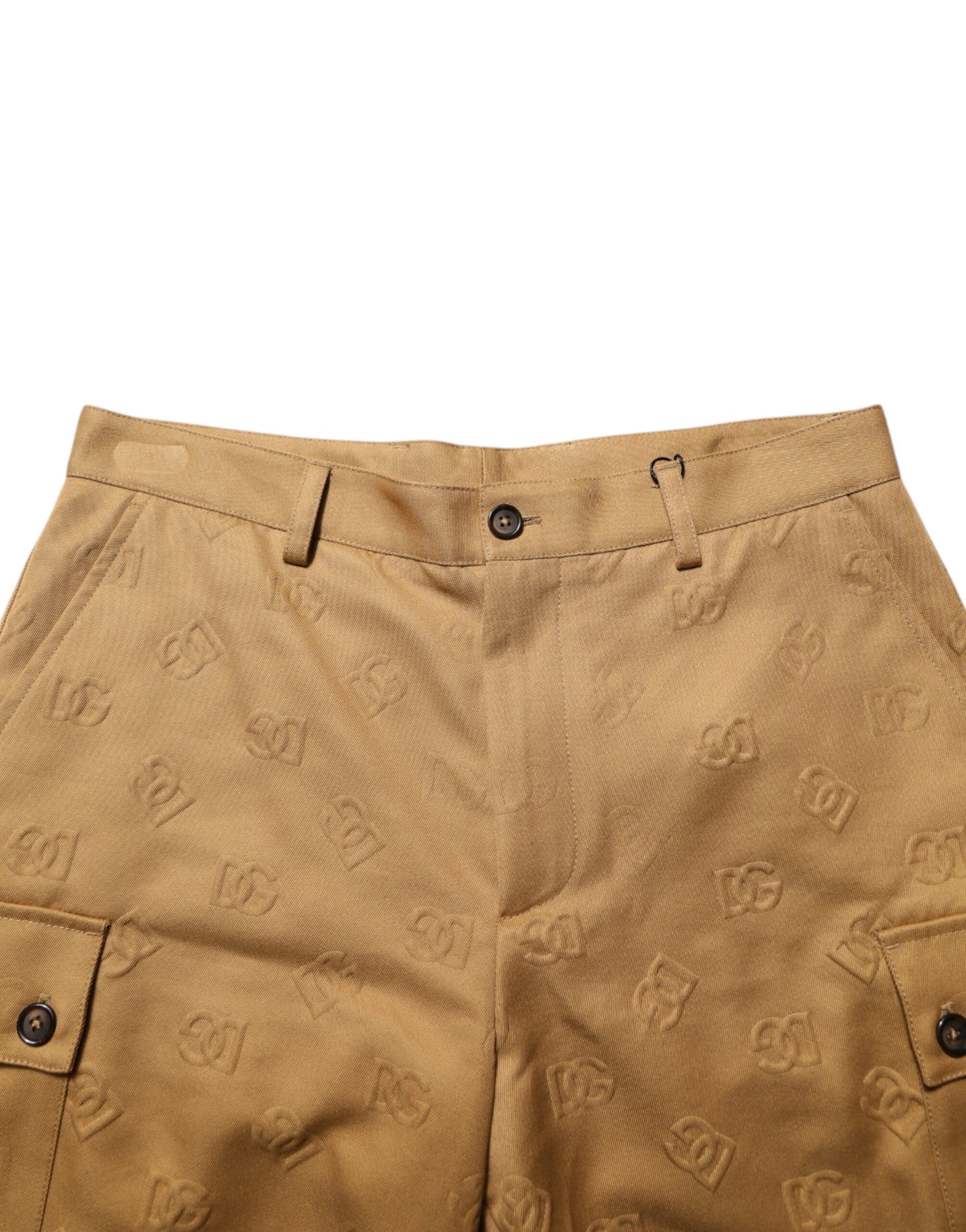 Brown Cotton Stretch Logo CargoBermuda Shorts