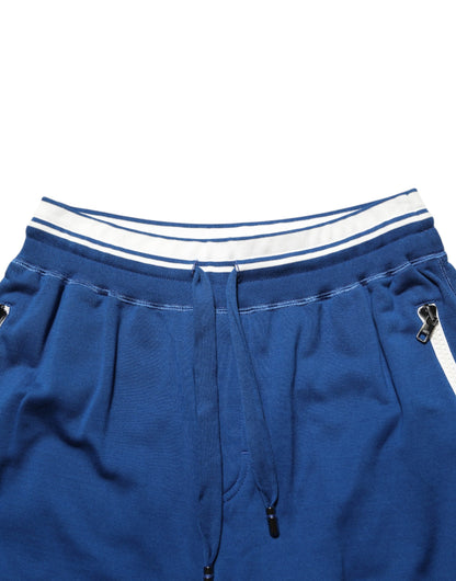 Blue Cotton Blend Bermuda Sweatpants Shorts