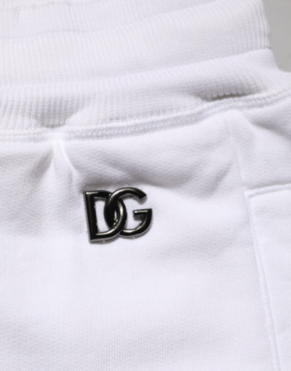 White Cotton Ripped Bermuda Sweatpants Shorts