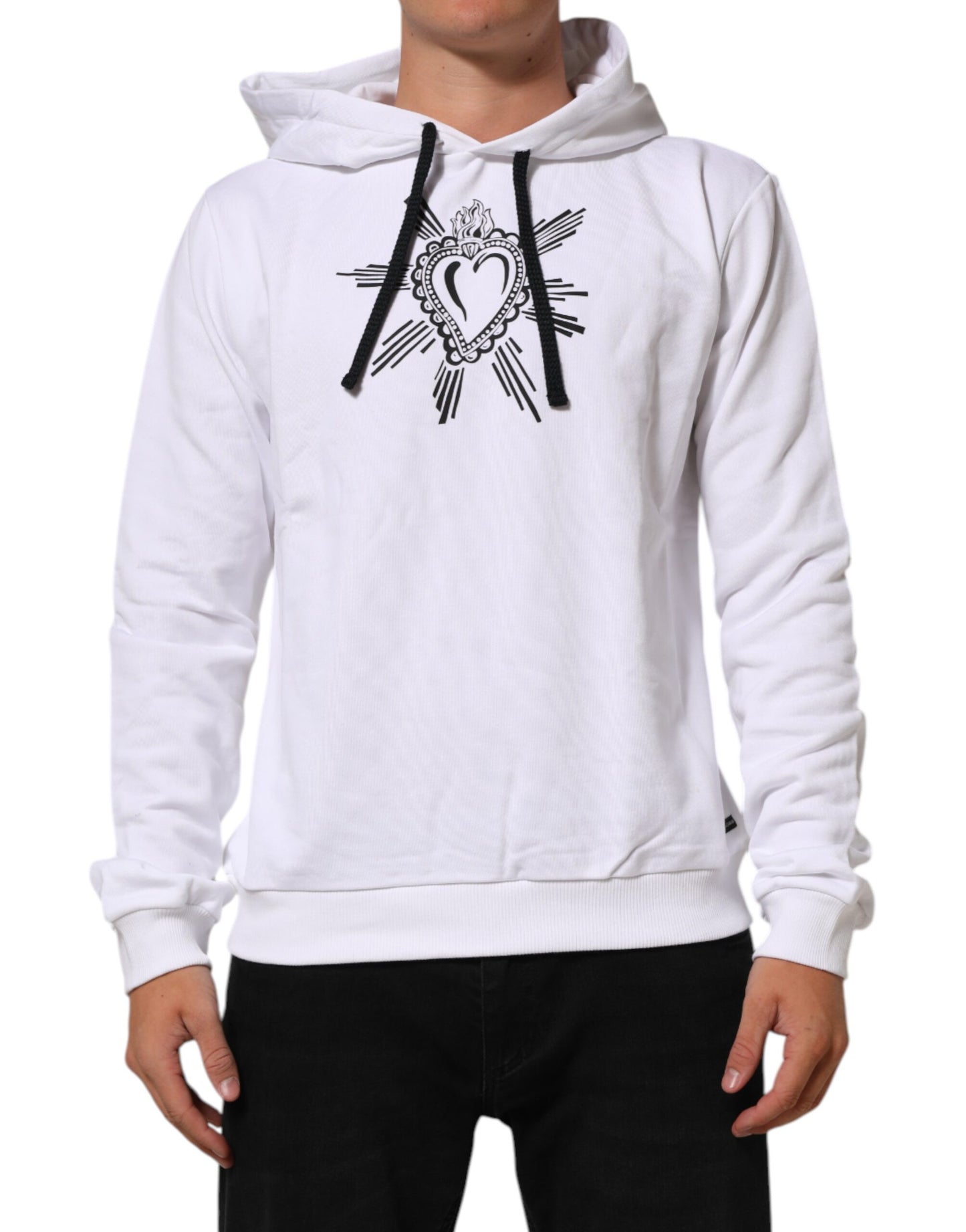 White Sacred Heart Hooded Sweatshirt Sweater