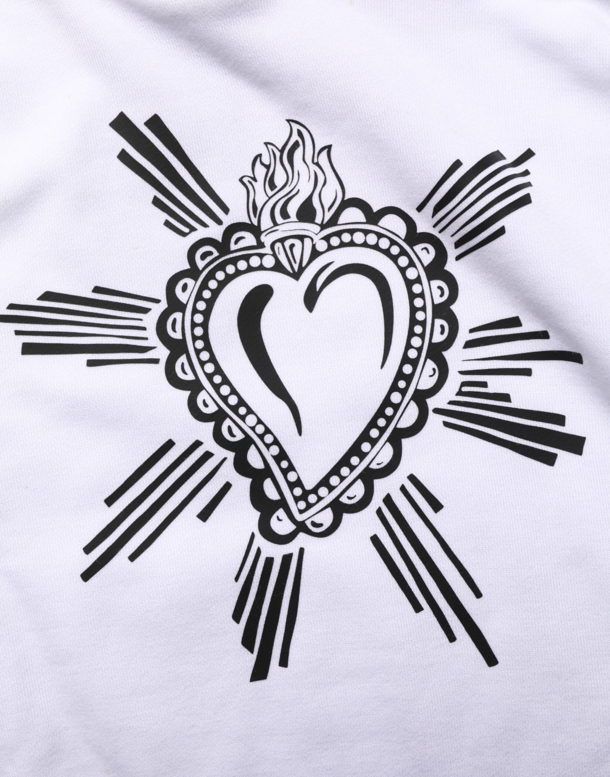 White Sacred Heart Hooded Sweatshirt Sweater