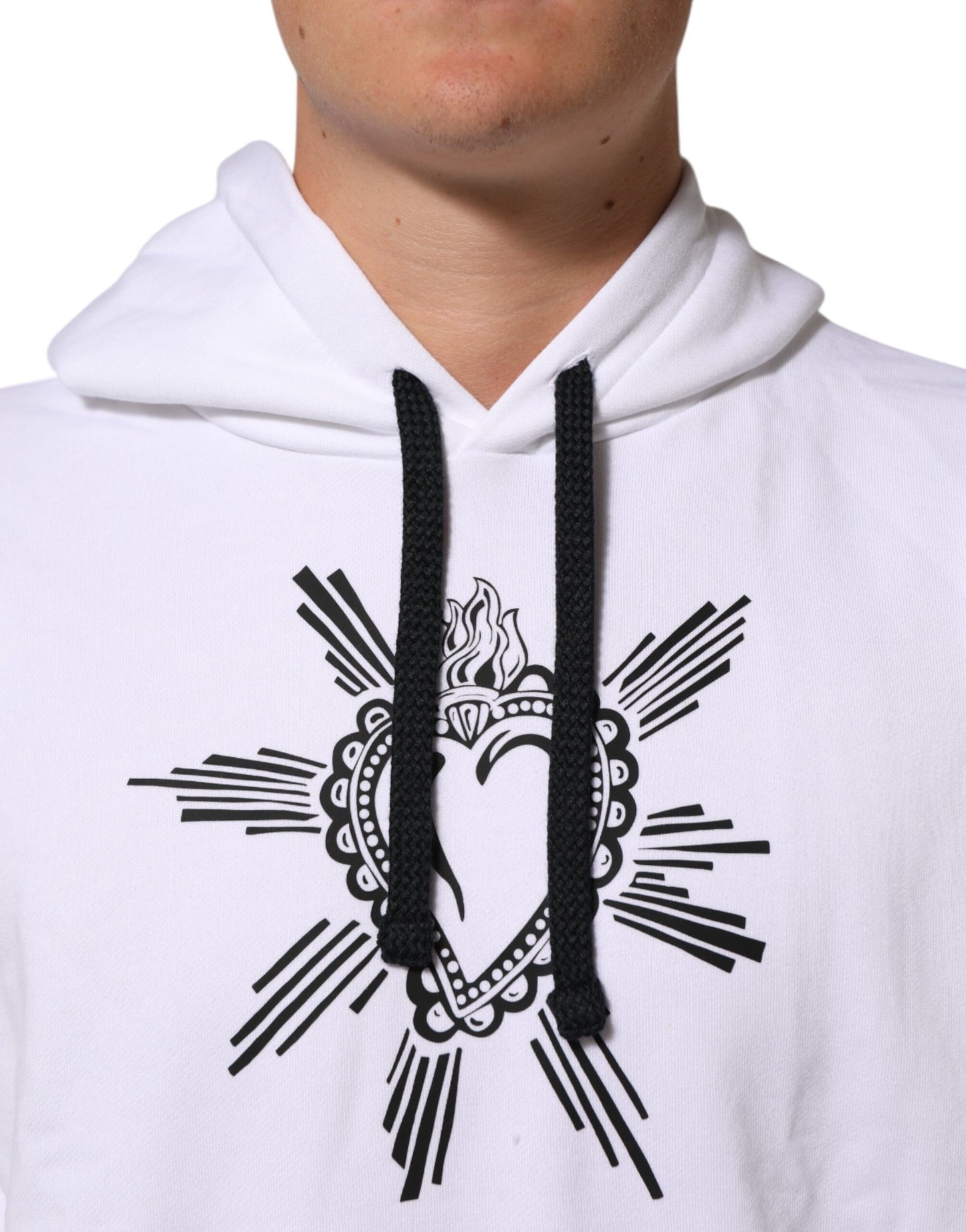 White Sacred Heart Hooded Sweatshirt Sweater