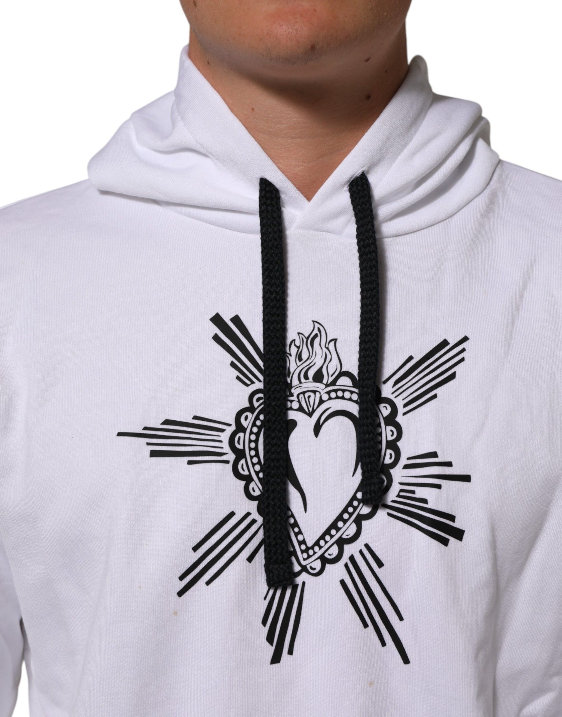 White Sacred Heart Hooded Sweatshirt Sweater