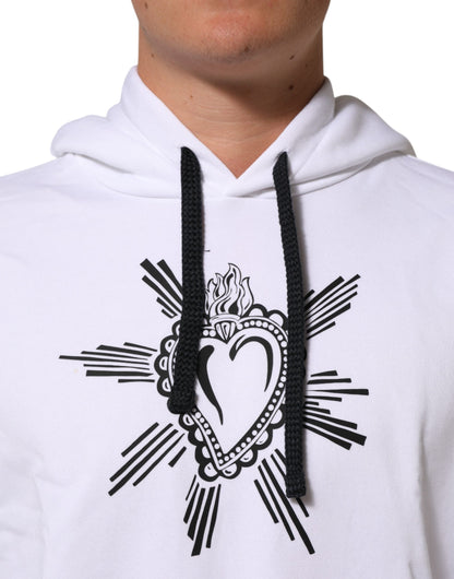 White Sacred Heart Hooded Sweatshirt Sweater