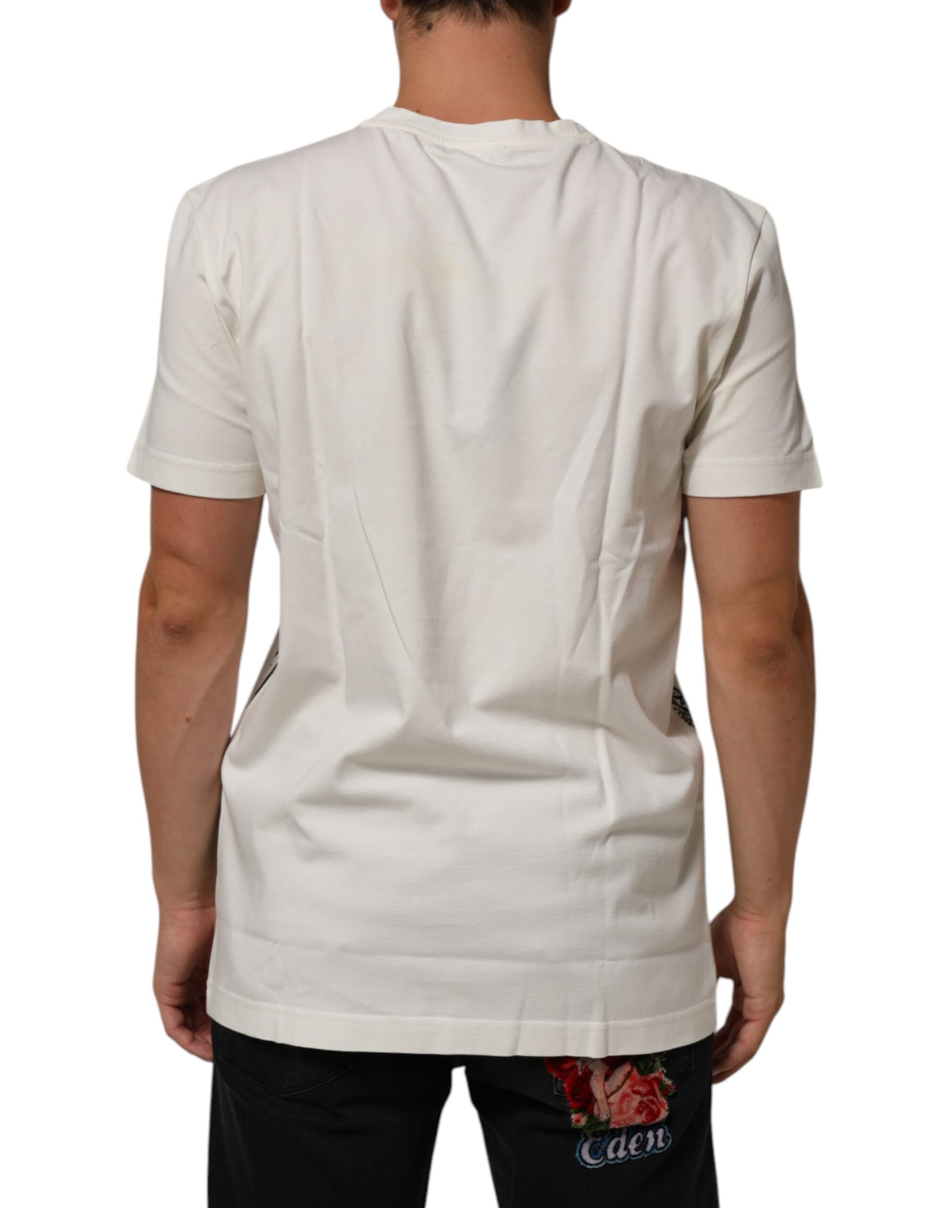 White Cotton Logo Bandana Print Men T-shirt