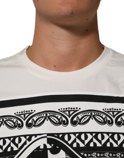 White Cotton Logo Bandana Print Men T-shirt