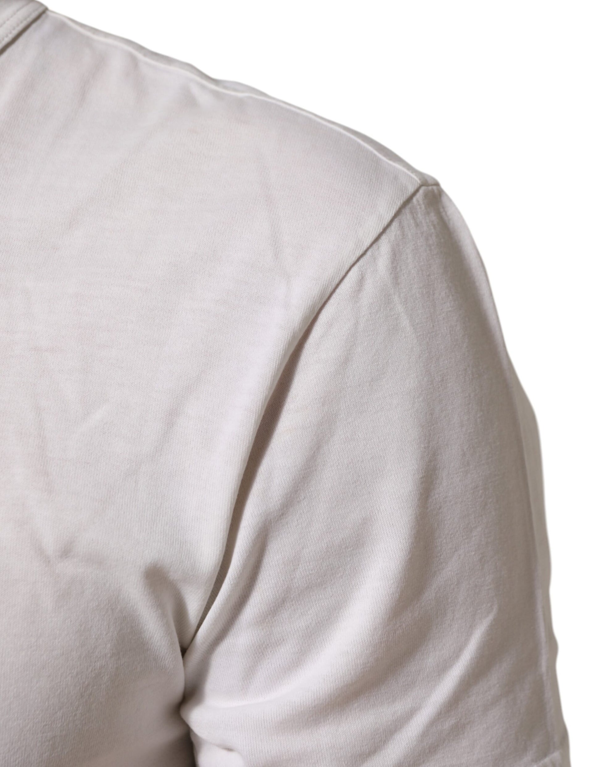 White Logo Print Cotton Crew Neck Men T-shirt