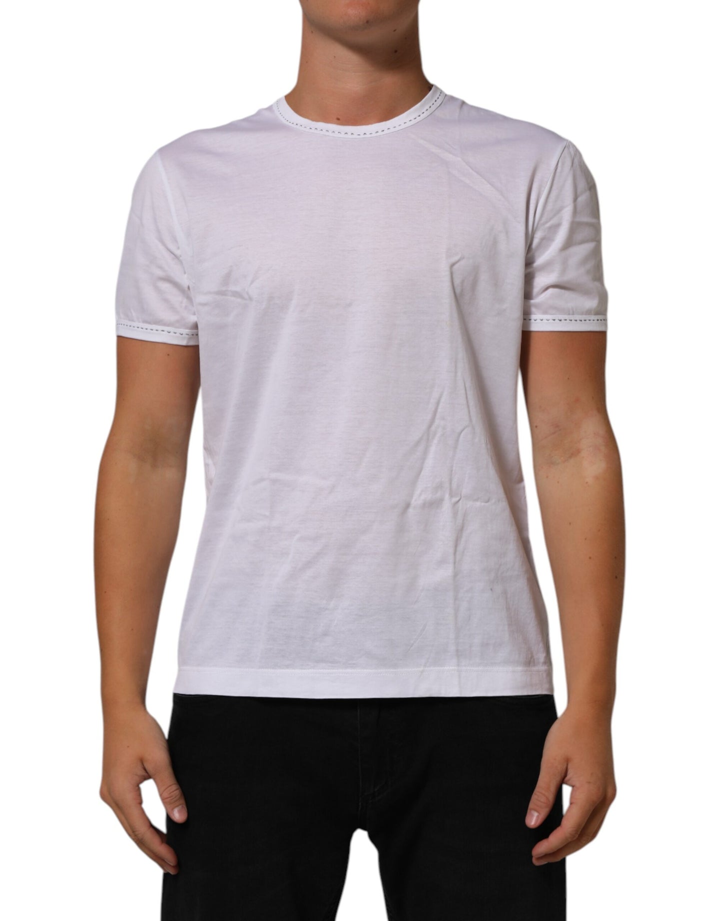 White Cotton Crew Neck Underwear Tee T-shirt