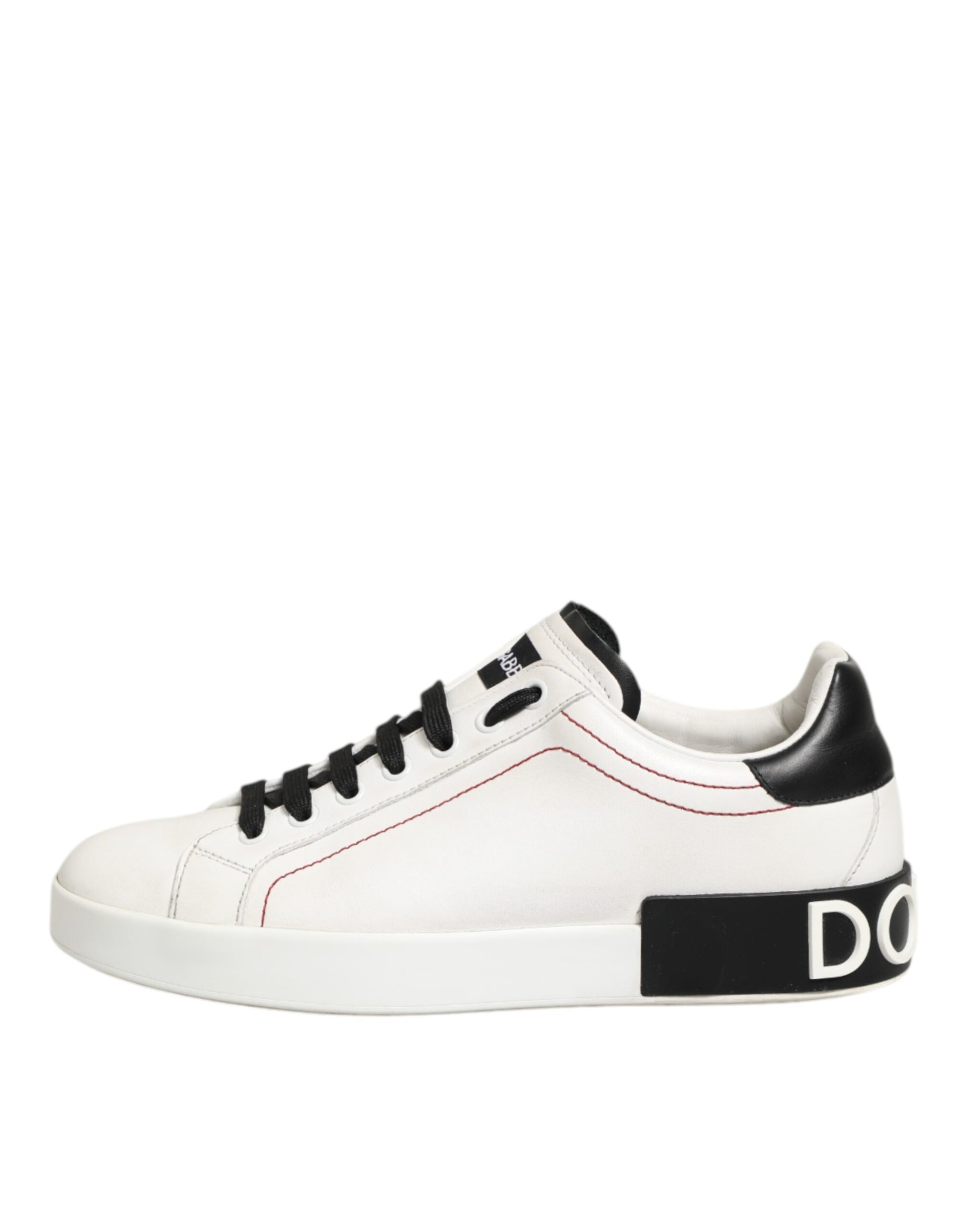 White Black Leather Low Top Sneaker Shoes