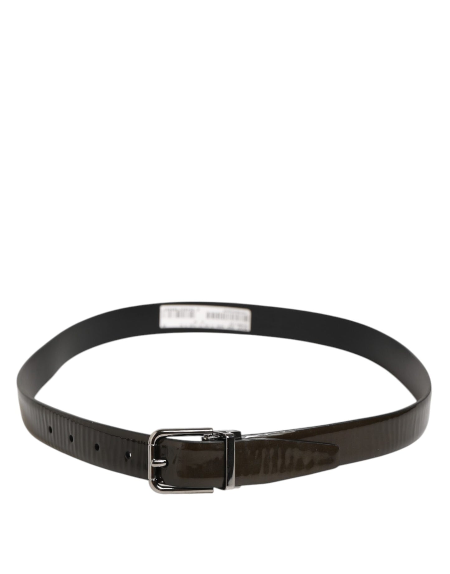Brown Glossy Leather Classic Metal Buckle Belt