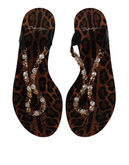 Black Crystals Flats Sandals Beachwear Shoes