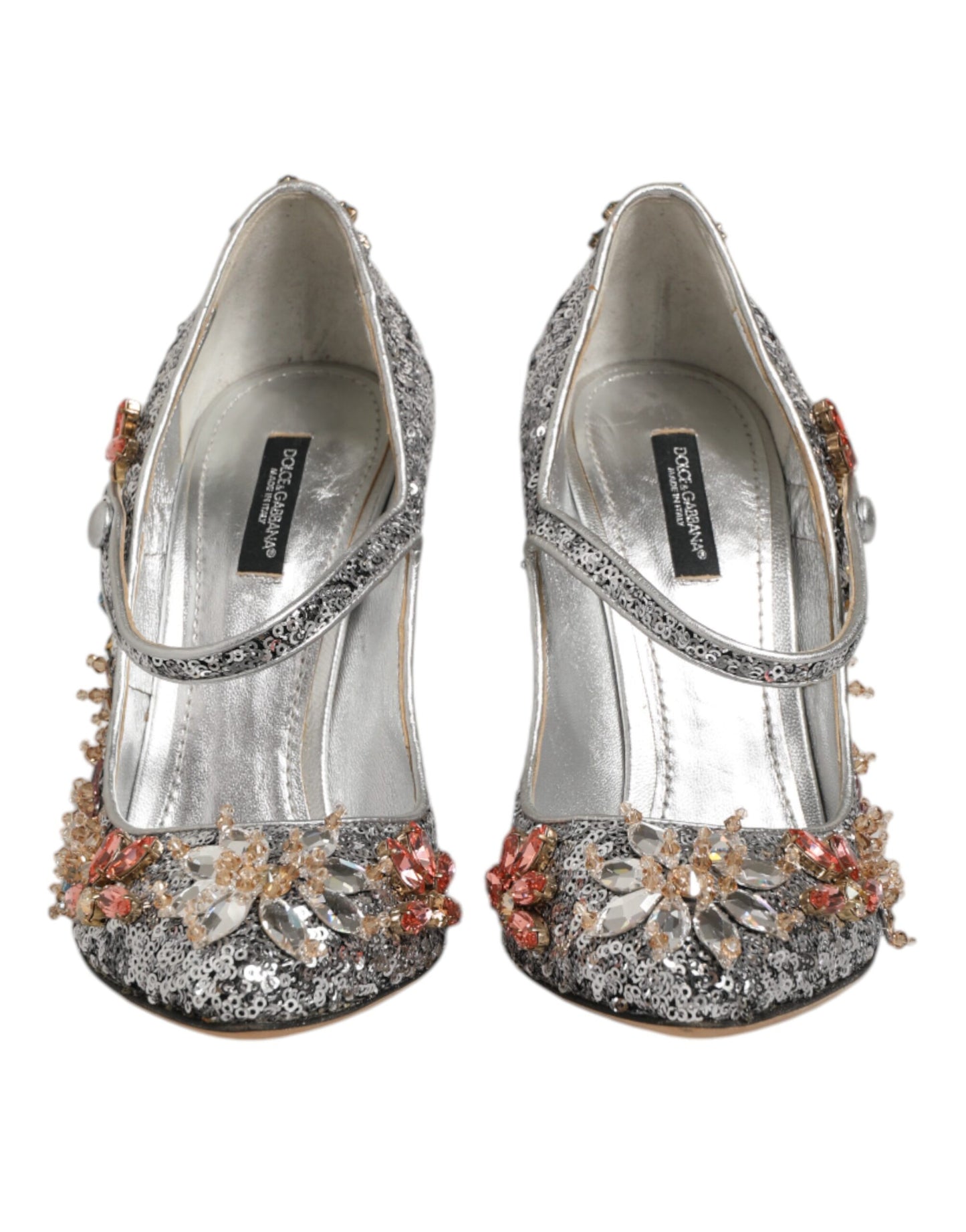 Silver Sequin Crystal Mary Janes Pumps Shoes