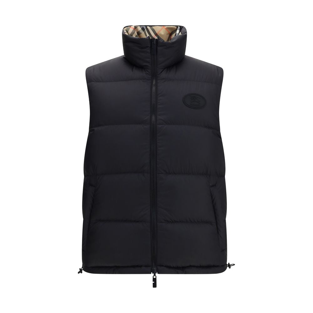 Black Polyester Sleveless Jacket