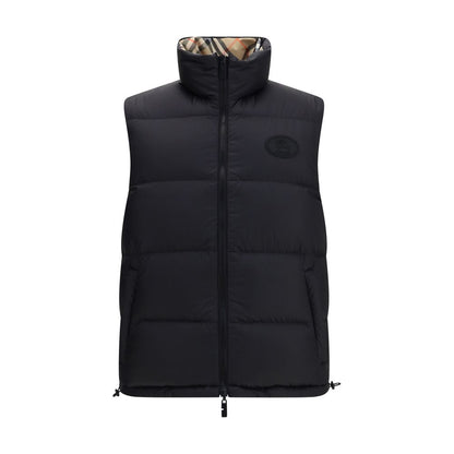 Black Polyester Sleveless Jacket