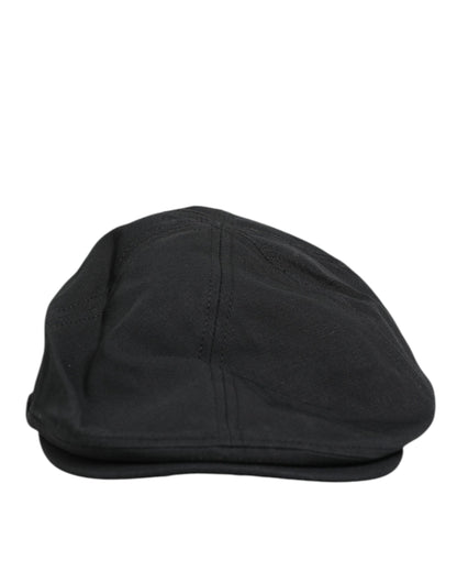 Black Cotton Blend Newsboy Men Cloth Cap Hat